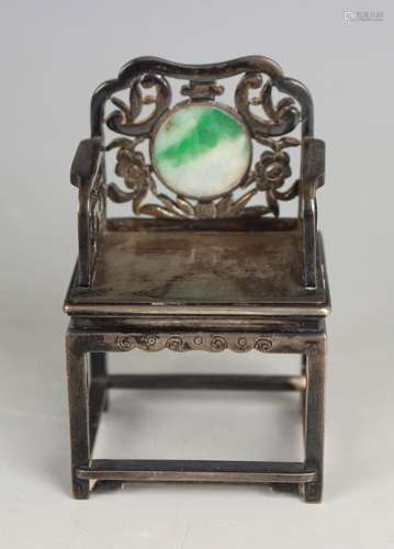 A Chinese export silver miniature arm chair by Luen Wo, earl...