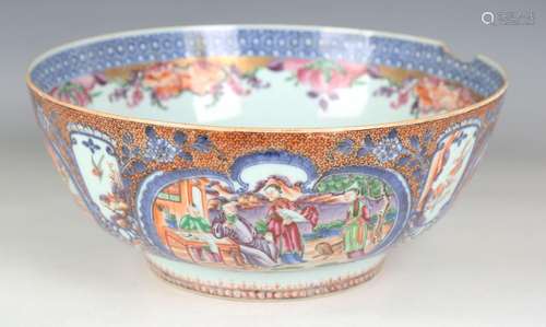 A Chinese famille rose export porcelain punch bowl, Qianlong...