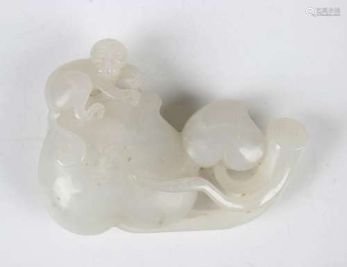 A Chinese white jade carving, probably late Qing dynasty, ca...