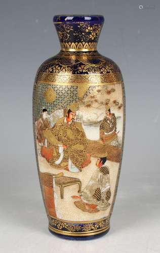 A Japanese Satsuma earthenware vase by Kinkozan, Meiji perio...