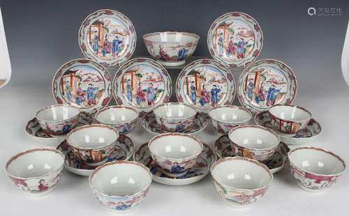 A Chinese famille rose export porcelain part tea and coffee ...