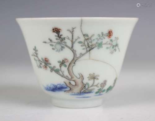 A Chinese famille verte 'month' wine cup/teabowl, mark of Ka...