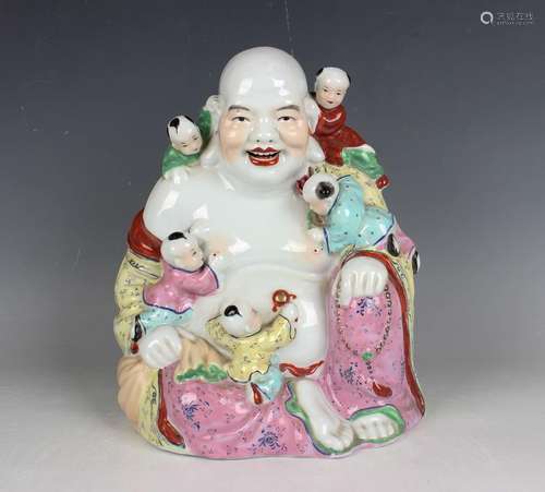 A Chinese famille rose porcelain figure group of Buddha and ...