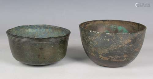 A Khmer bronze ritual bowl, probably 12th century, of steep ...