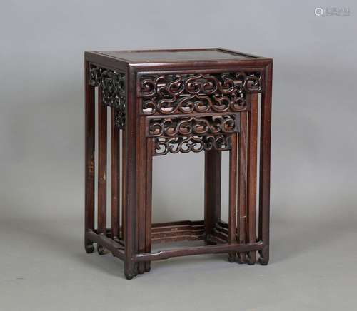 A Chinese hardwood quartetto nest of occasional tables, earl...