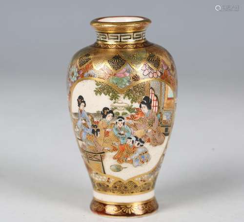 A Japanese Satsuma earthenware vase by Hasegawa, Meiji perio...