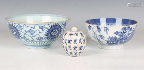 A Chinese blue and white soft paste porcelain diminutive vas...