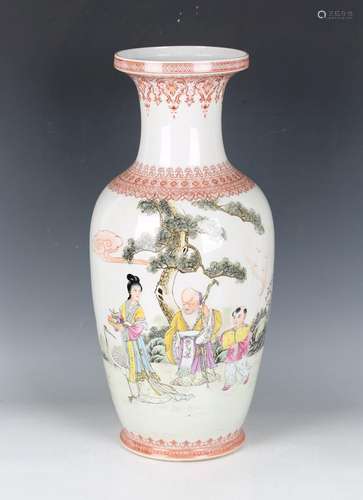 A Chinese famille rose porcelain vase, mark of Qianlong but ...