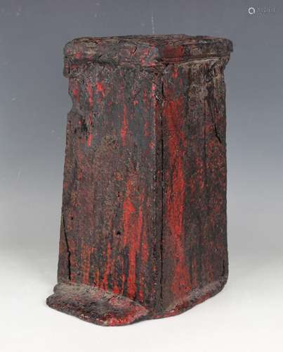 A Japanese lacquersmiths tool box (?), of rectangular plinth...