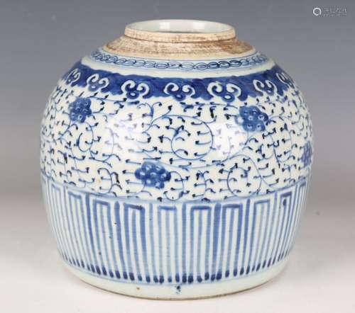 A Chinese provincial blue and white porcelain ginger jar, Qi...