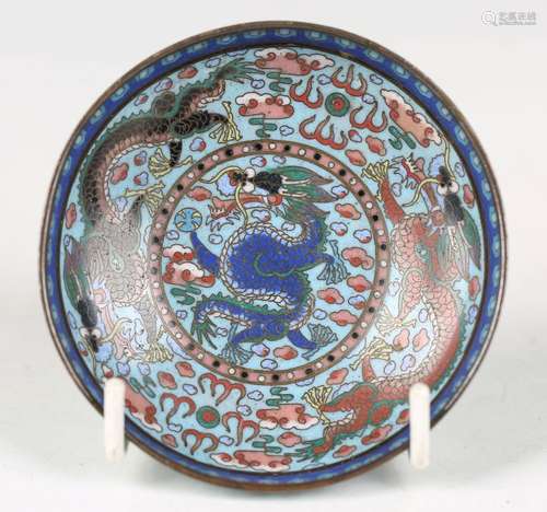 A Chinese cloisonné small circular dish, early 20th century,...