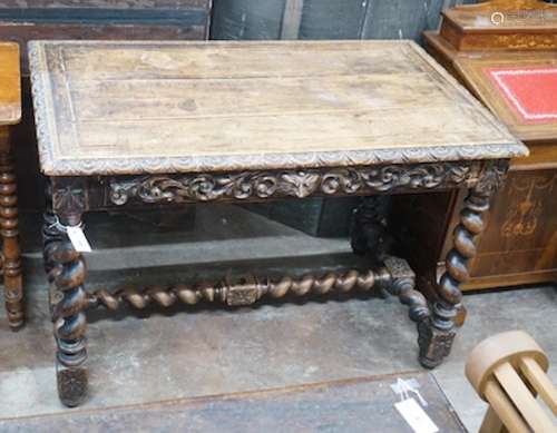 A 19th century Flemish rectangular carved oak side table, wi...