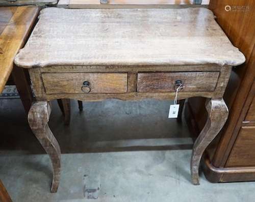 An 18th century style French provincial pine two drawer side...