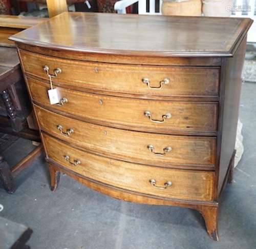 A Regency satinwood banded mahogany bowfront four drawer che...