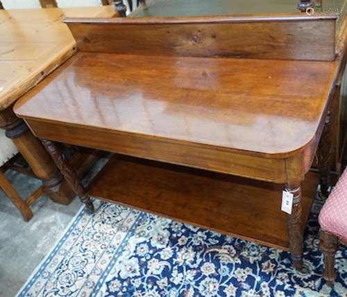 A Victorian mahogany two tier serving table, length 122cm, d...