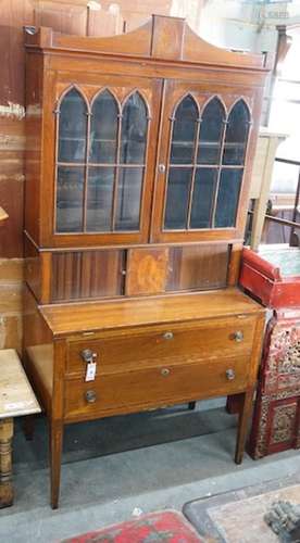 An Edwardian George III design mahogany secretaire bookcase,...