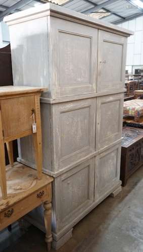 A painted pine and hardwood six door cabinet, width 124cm, d...