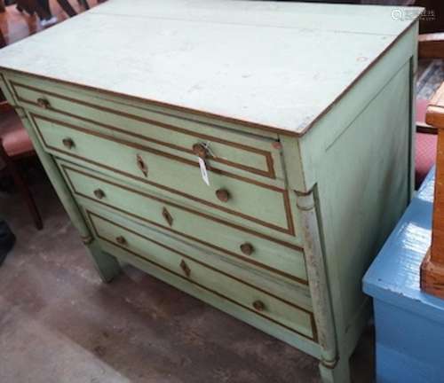 A 19th century French painted oak commode, width 112cm, dept...