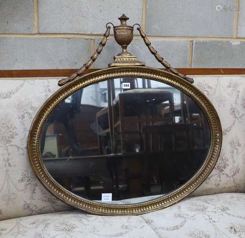 An Adam design oval giltwood wall mirror, width 81cm, height...