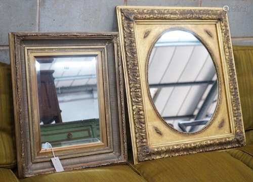 Two Victorian style rectangular gilt frame wall mirrors, lar...