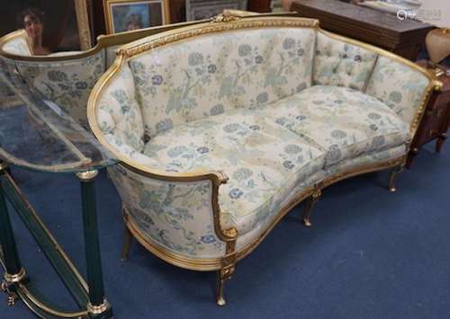 A pair of contemporary Louis XVI style gilt framed tub shape...