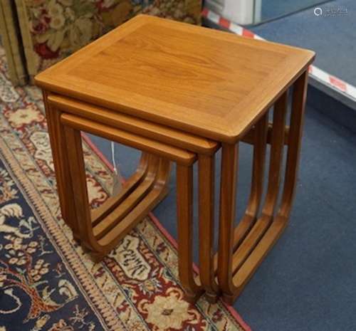 A nest of three Parker Knoll teak occasional tables, width 4...
