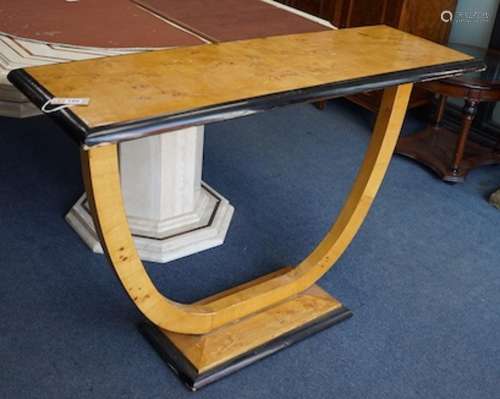 A modern Biedermier style birds eye maple console table, wid...
