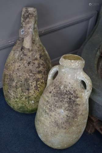 Two Roman style earthenware and plaster garden ewers, larger...