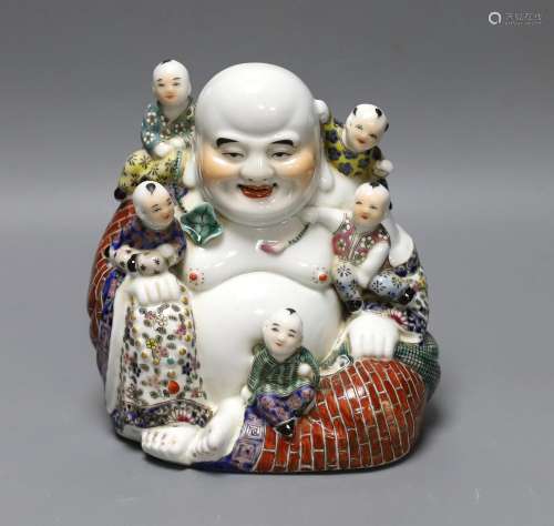 A Chinese Budai and boys group,19 cms high.