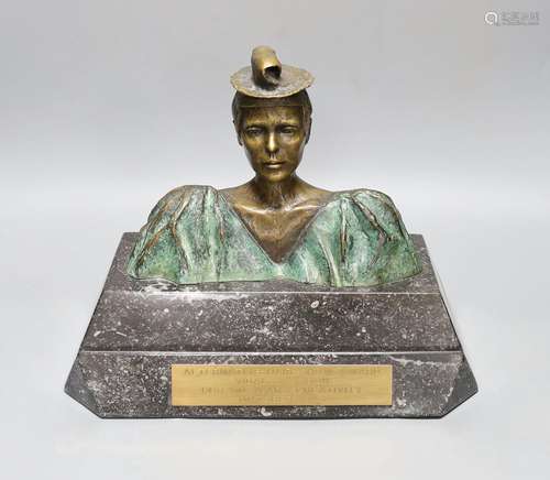 C Matta bronze bust, marble base,31 cms wide.