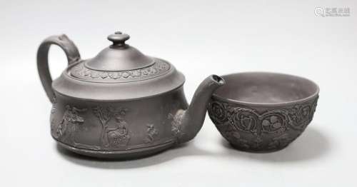 A Wedgwood black basalt Union sugar bowl, early 19th century...