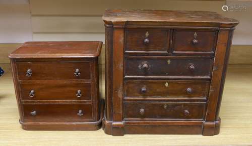 Two Victorian mahogany table top miniature chests of drawers...