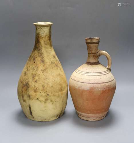 Two terracotta pots, one Cypriot,tallest 33cms high.