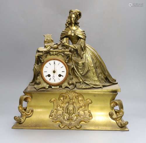 A Louis XV style gilt bronze 8 day mantel clock (dismantled)