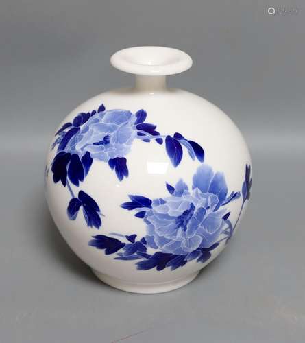 A Chinese blue and white vase, with inscription and impresse...