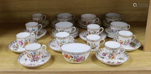 A quantity of Nymphenburg and Dresden porcelain cups and sau...