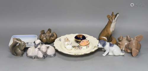 A group of various Copenhagen animals and dishes, together w...