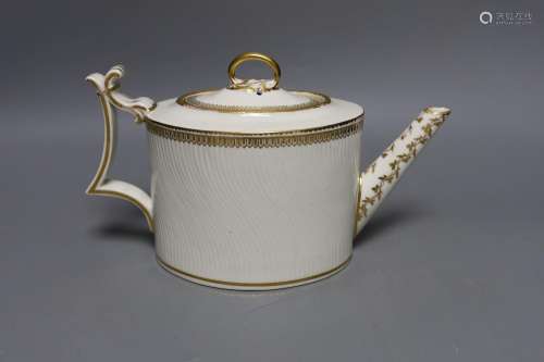 A Derby puce mark teapot and cover, late 18th century, with ...