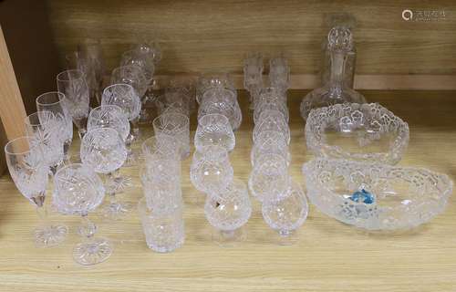 A quantity of cut glassware including Edinburgh glass, decan...