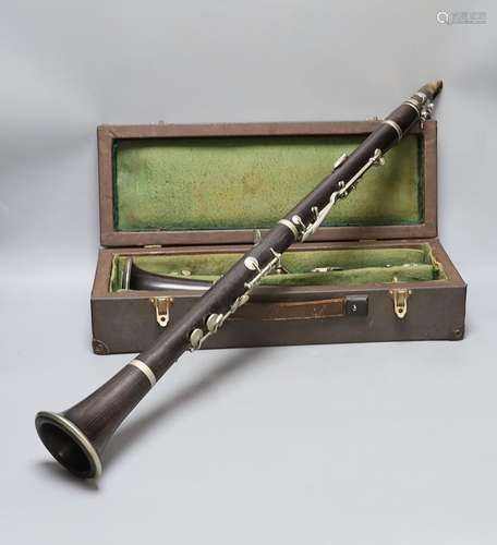 A ‘Superior Class’ Hawkes & Son clarinet and a cased Ram...