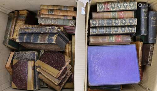 ° ° Two boxes of mixed 19th and 20th century leather bound b...