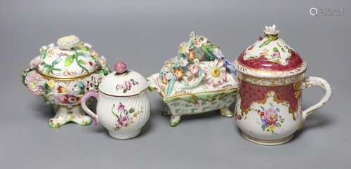 An 18th century Mennecy porcelain cup and cover, a Meissen s...