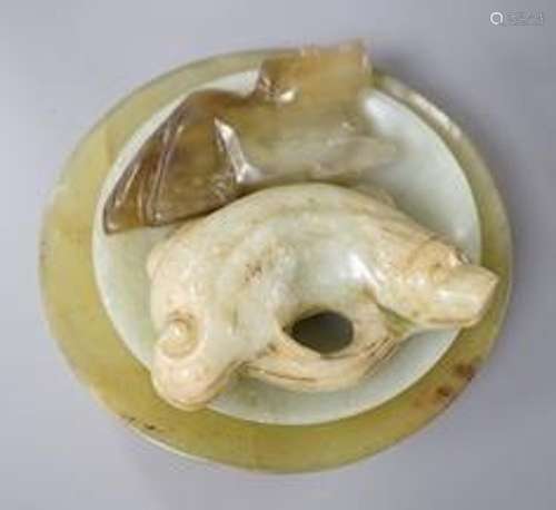 Four Chinese jade or hardstone carvings