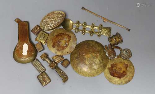 A group of Ashanti / Akan tribe gold dust weights and measur...