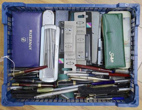 A large collection of fountain pens and others