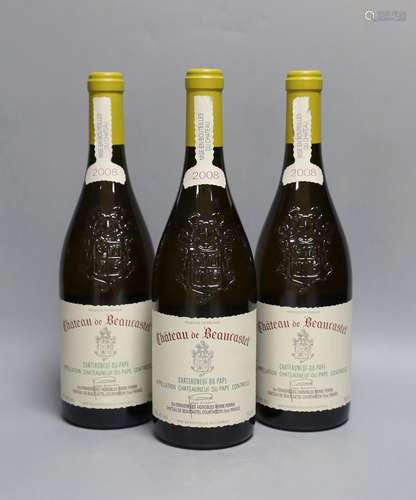 Three bottles Chateau de Beaucastel Chateauneuf-du-Pape Blan...