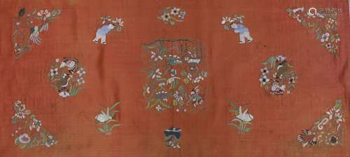 A Chinese embroidered silk panel