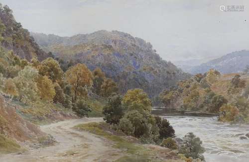 Alfred Powell (1837-1905), watercolour, Autumn river bank, s...