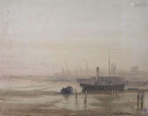 Brook Harrison (1860-1930), watercolour, Misty Evening at Sh...