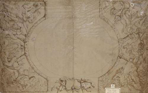 Italian School c.1750, pen and ink, Design for a ceiling, 46...